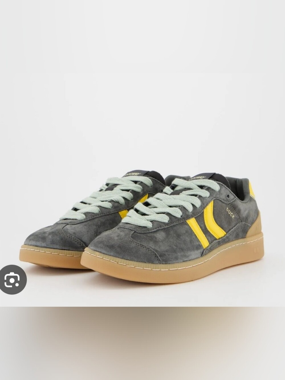 Coolway Duck Anthracite Gray Yellow Suede Low Top Sneaker
